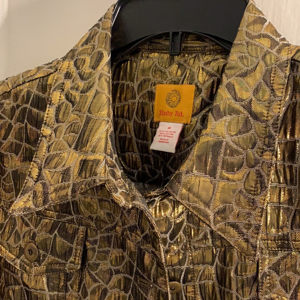 Metallic Gold Animal pattern Jacket, Ruby Rd.,18 - Picture 13 of 13